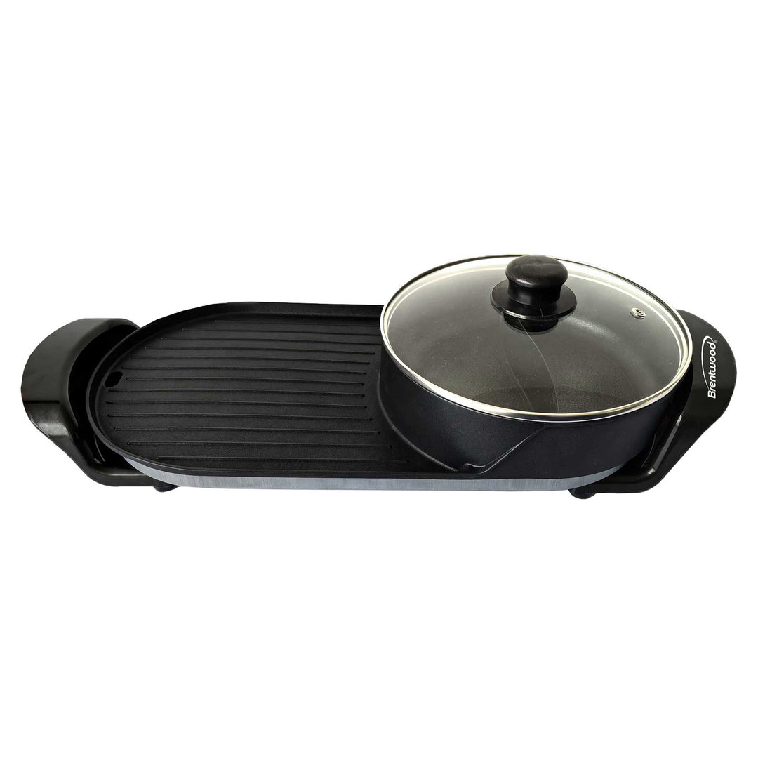 Brentwood 1,200W 2-Sided Electric Hot Pot and Korean BBQ Grill, Black