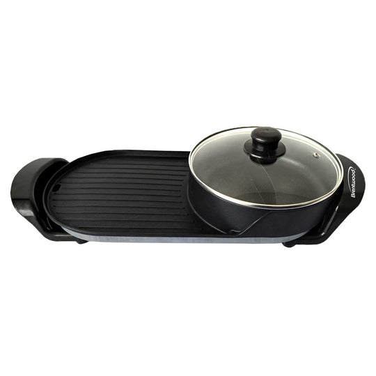 Brentwood 1,200W 2-Sided Electric Hot Pot and Korean BBQ Grill, Black