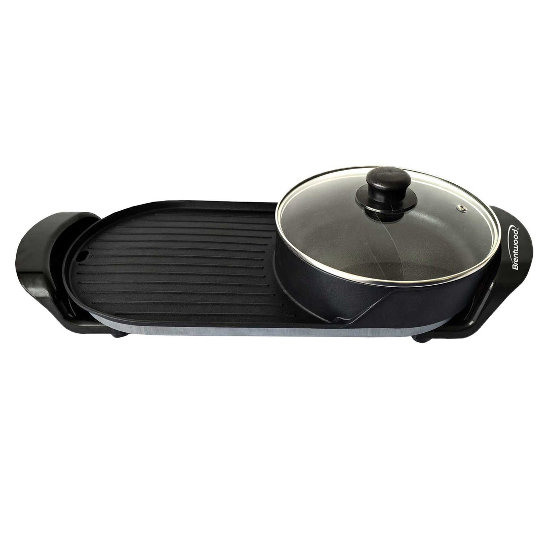 Brentwood 1,200W 2-Sided Electric Hot Pot and Korean BBQ Grill, Black - view 3
