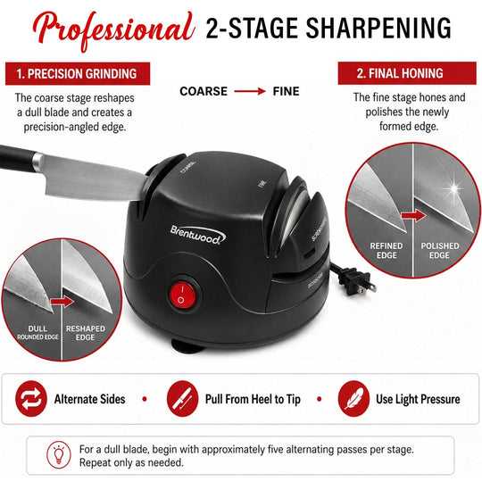 Brentwood Electric 2-Stage Knife and Tool Sharpener, Black - view 6