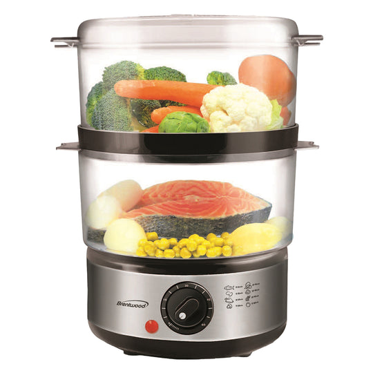 Brentwood 5-Qt. 2-Tier Electric Food Steamer with 60-Min Timer, 400W