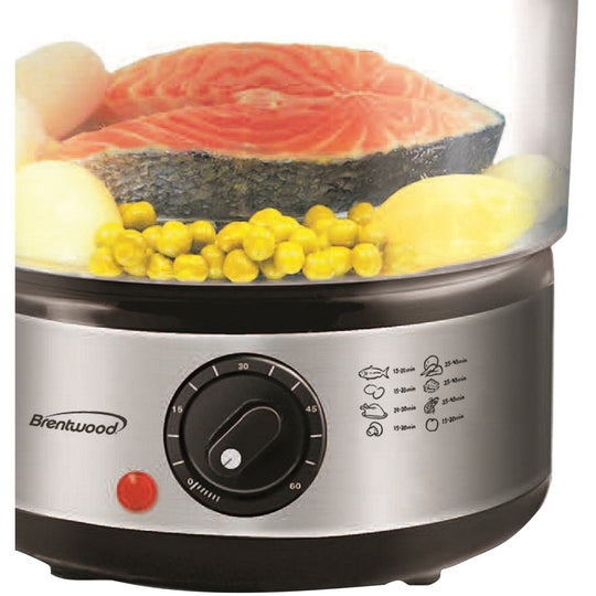 Brentwood 5-Qt. 2-Tier Electric Food Steamer with 60-Min Timer, 400W - view 7