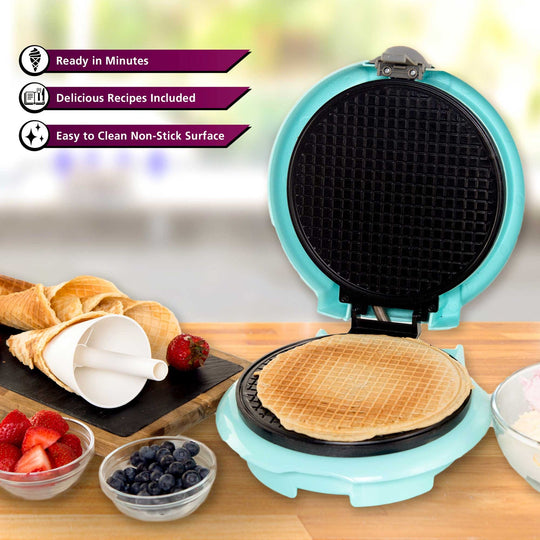 Brentwood 750W Waffle Cone Maker with Cone Roller, Blue - view 7
