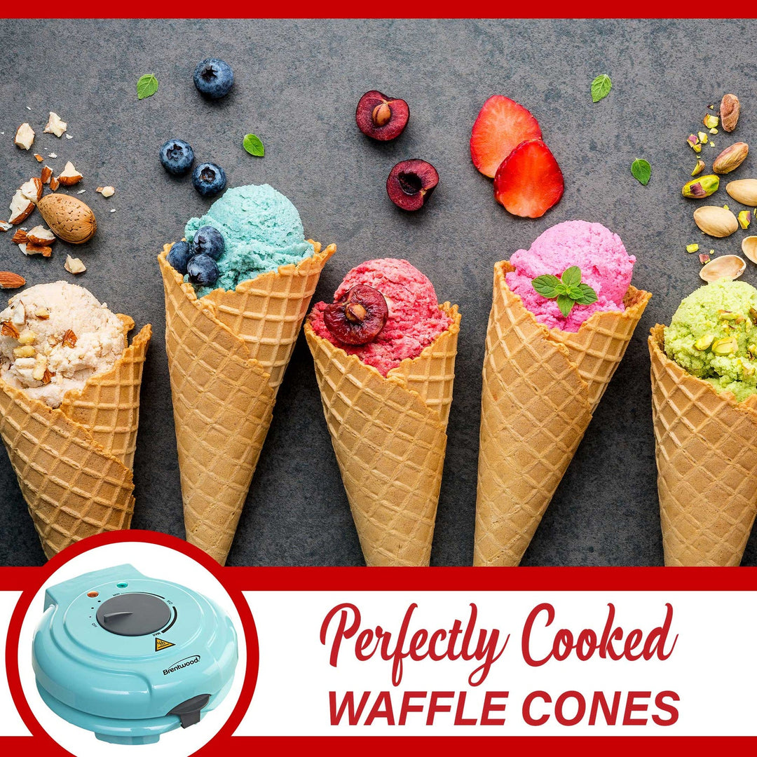 Brentwood 750W Waffle Cone Maker with Cone Roller, Blue - view 8