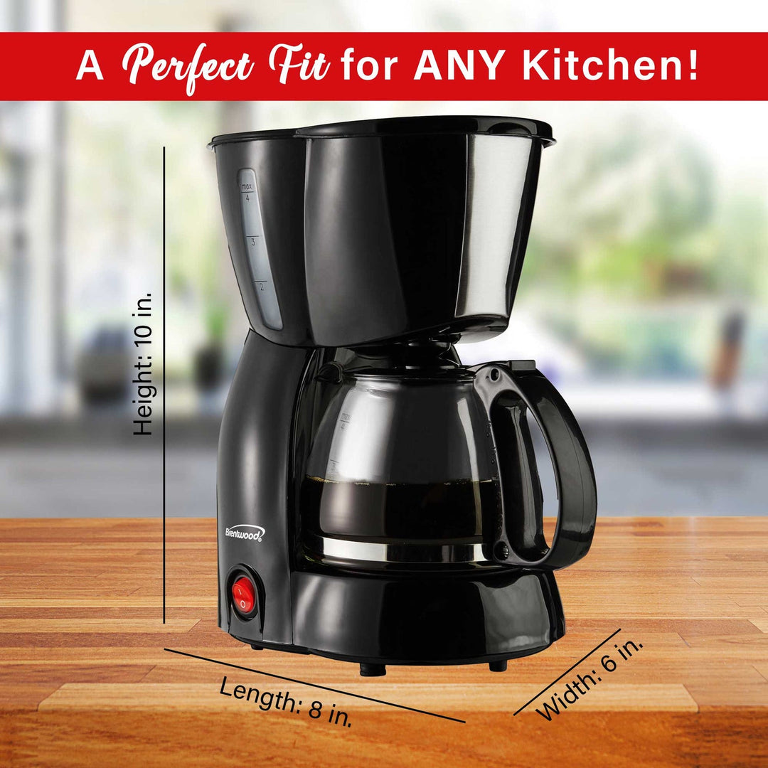 Brentwood 650W 4-Cup Coffee Maker, Black - view 5