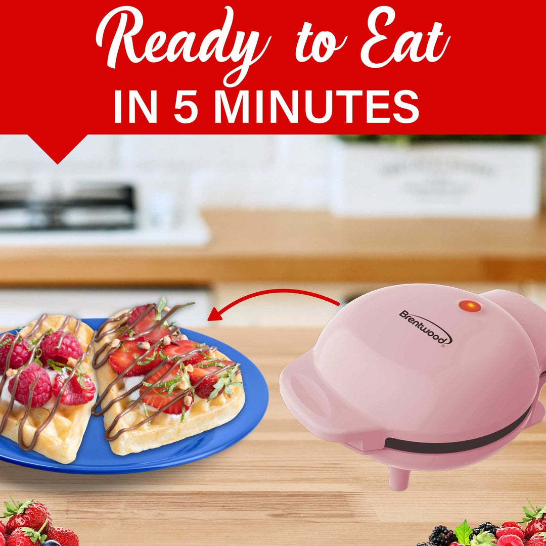 Brentwood 4 In. 400W Nonstick Mini Heart-Shaped Waffle Maker, Pink - view 5