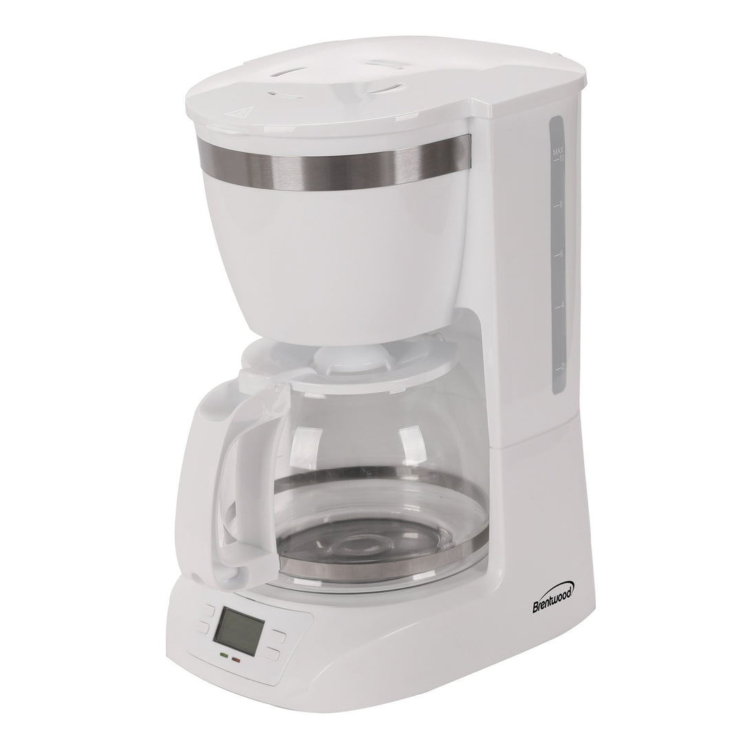 Brentwood 10-Cup Programmable Digital Coffee Maker with Pause & Serve, White
