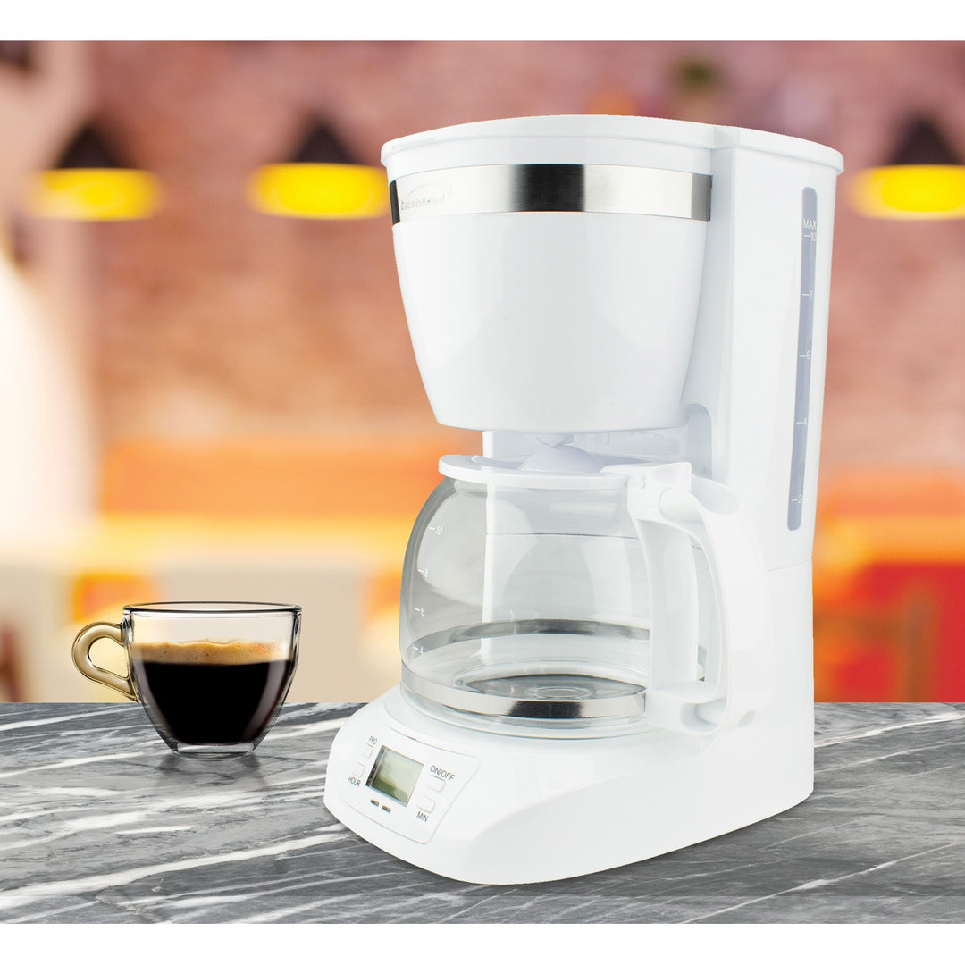 Brentwood 10-Cup Programmable Digital Coffee Maker with Pause & Serve, White - view 8