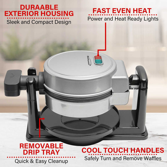 Brentwood 5 In. Nonstick Flip Belgian Waffle Maker, Silver - view 7