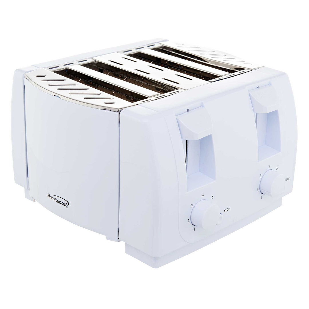 Brentwood Cool-Touch 4-Slice 1,300W Extra-Wide Slot Toaster, White