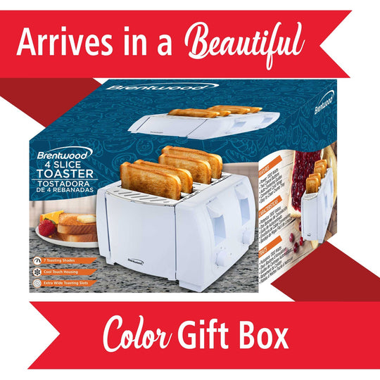 Brentwood Cool-Touch 4-Slice 1,300W Extra-Wide Slot Toaster, White - view 6