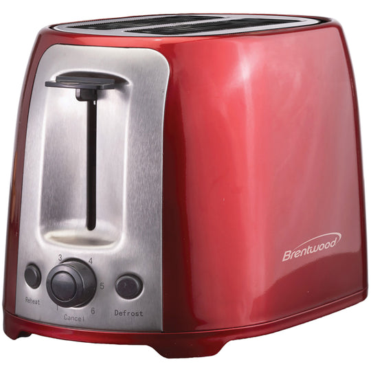 Brentwood Cool-Touch 2-Slice 800W Extra-Wide Slot Toaster, Red