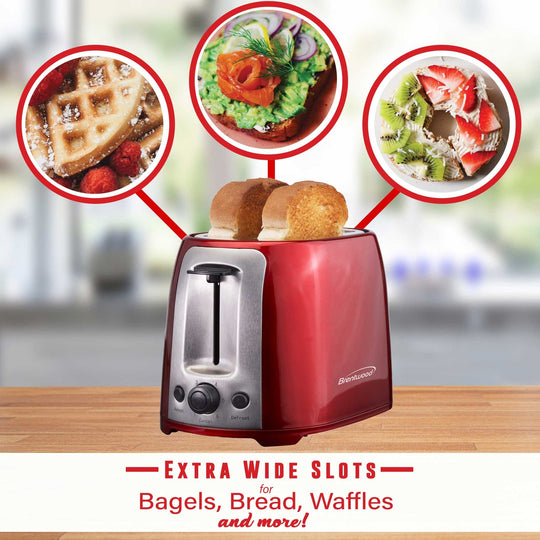 Brentwood Cool-Touch 2-Slice 800W Extra-Wide Slot Toaster, Red - view 5