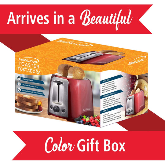Brentwood Cool-Touch 2-Slice 800W Extra-Wide Slot Toaster, Red - view 8