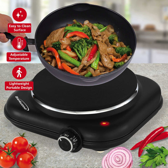 Brentwood 1,100W Single Cast Iron Countertop Electric Burner, Black - view 2