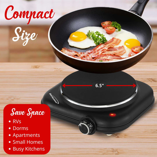 Brentwood 1,100W Single Cast Iron Countertop Electric Burner, Black - view 5