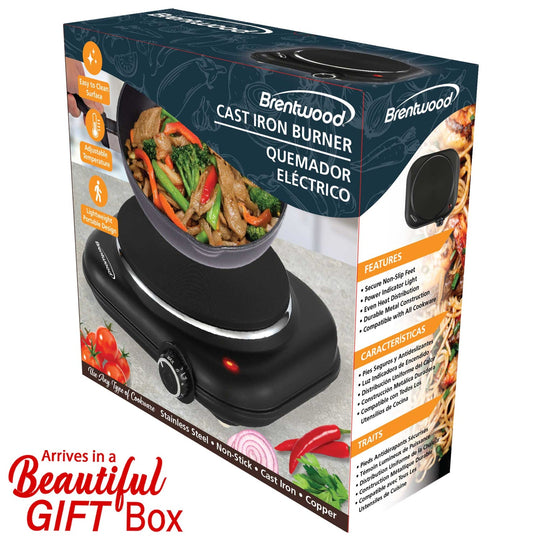 Brentwood 1,100W Single Cast Iron Countertop Electric Burner, Black - view 8