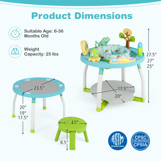 5-in-1 Baby Activity Center Interactive Bounce Seat with Removable Toys-Blue