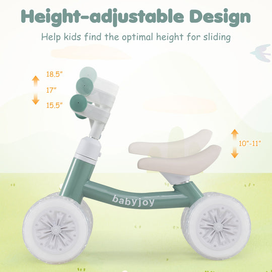Baby Balance Bike with Adjustable Handlebar and Seat with Lighting Wheels