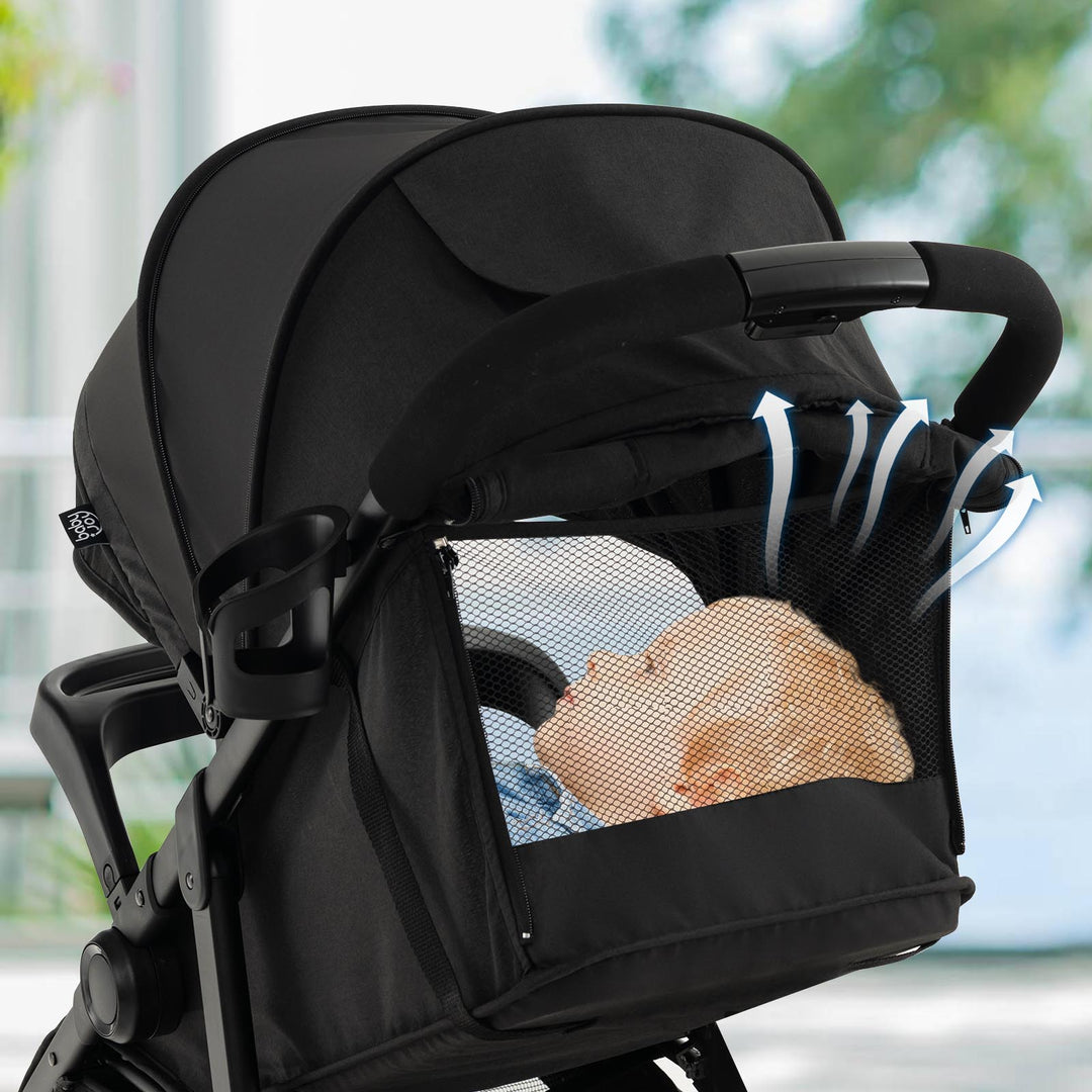 Baby Jogging Stroller with Adjustable Canopy for Newborn-Black