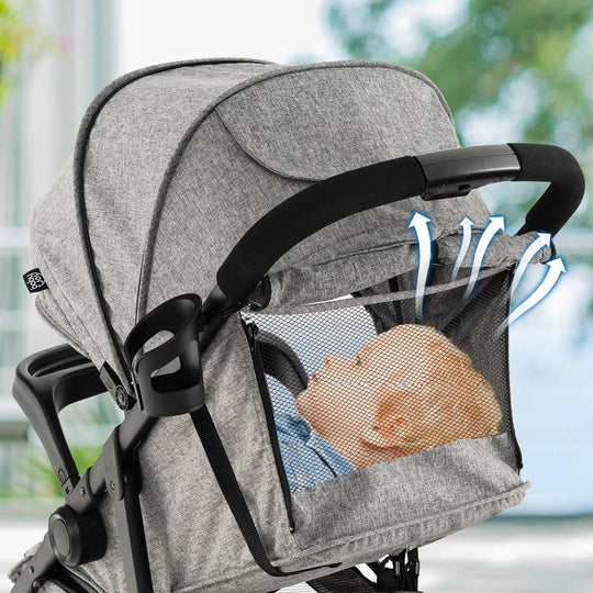 Baby Jogging Stroller with Adjustable Canopy for Newborn-Gray