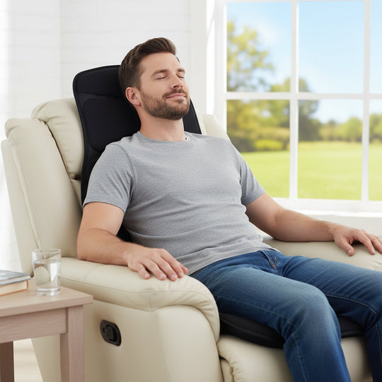 Back Massager Seat Cushion with Heat and 10 Vibration Motors for Pain Relief-Black