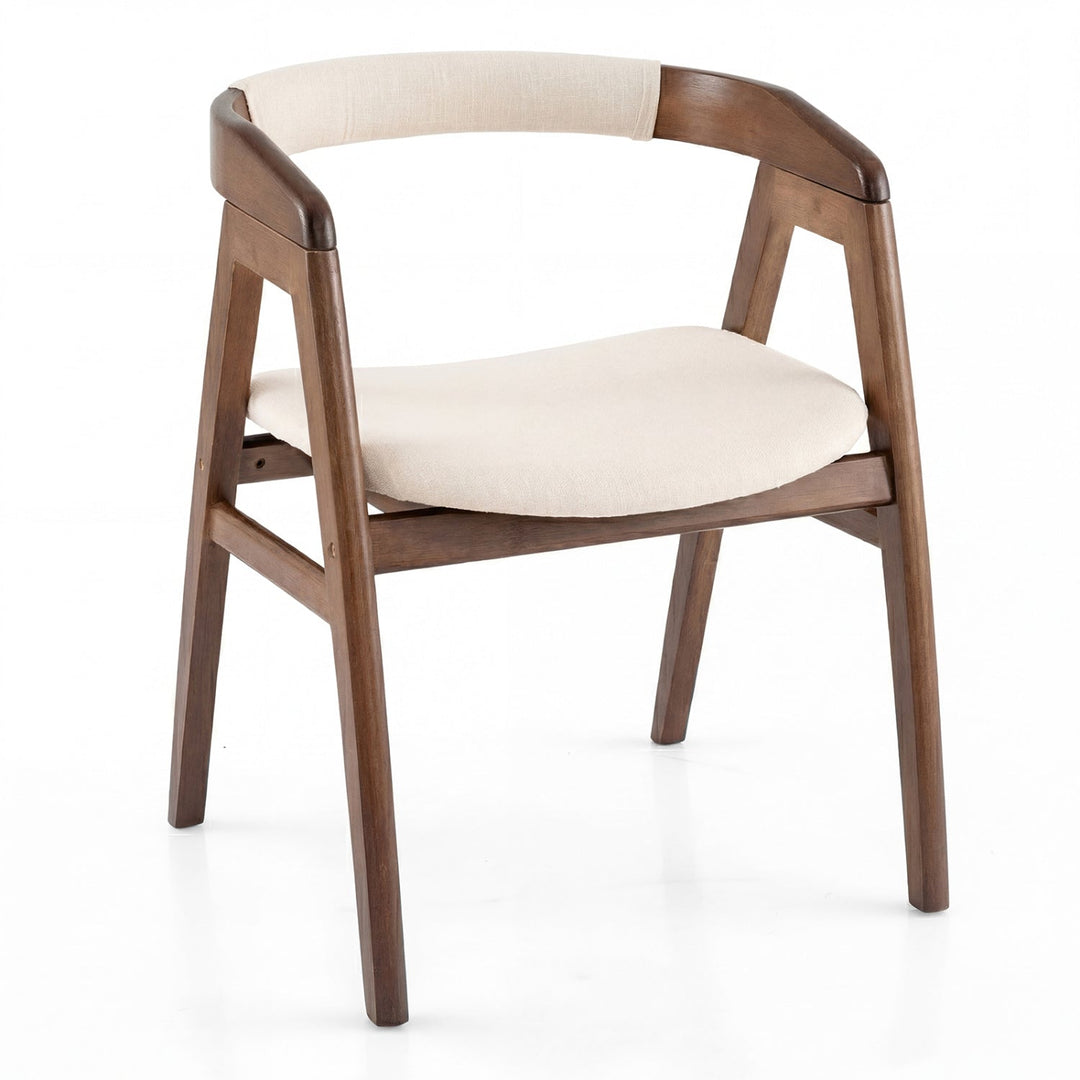 Leisure Bamboo Dining Chair with Curved Back and Anti-slip Foot Pads-Natural