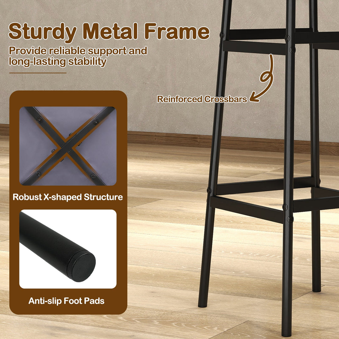 Bar Stools Set of 2 with Sturdy Metal Frame and Footrest