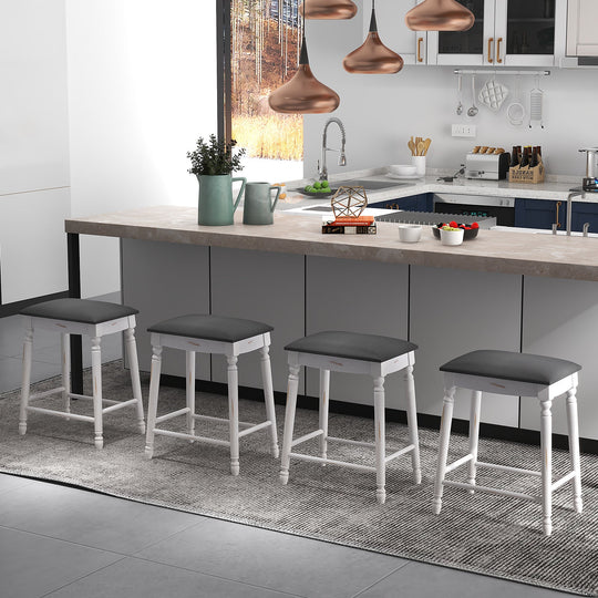 29 Inch Bar Stool Set of 2 with Padded Seat Cushions and Wood Legs-29 inches