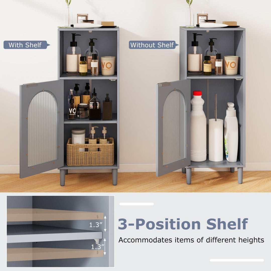 Bathroom Floor Cabinet with Adjustable Shelf and Glass Door