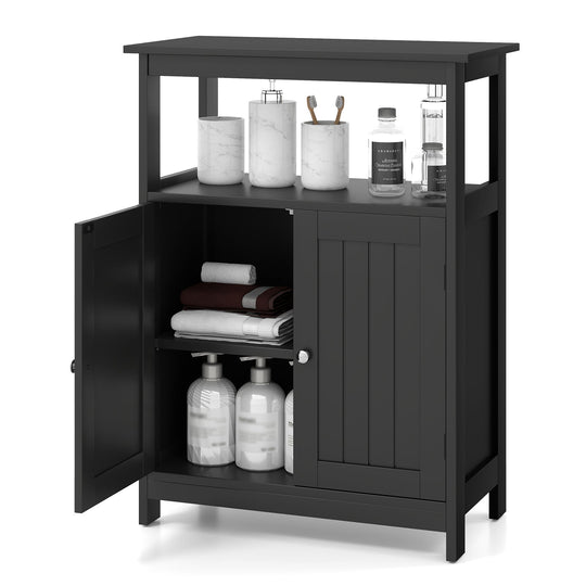Bathroom Floor Cabinet Freestanding Storage Organizer with Open Compartment