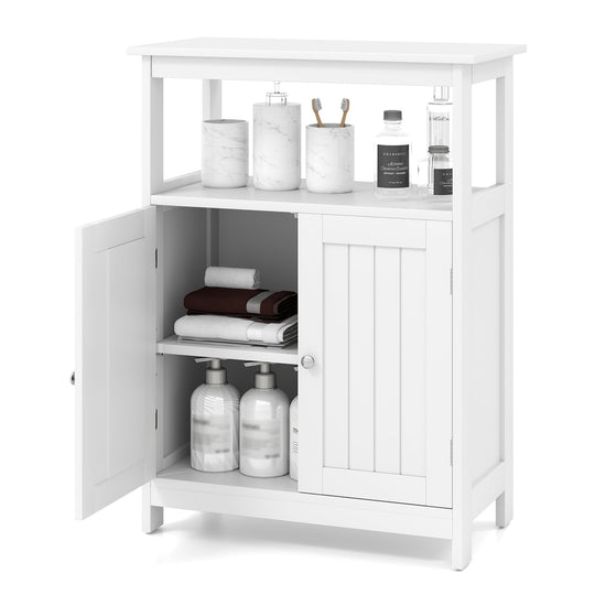 Bathroom Floor Cabinet Freestanding Storage Organizer with Open Compartment