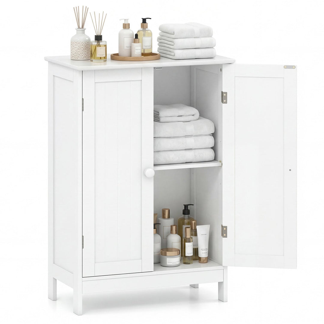 Bathroom Floor Storage Double Door Cupboard Cabinet