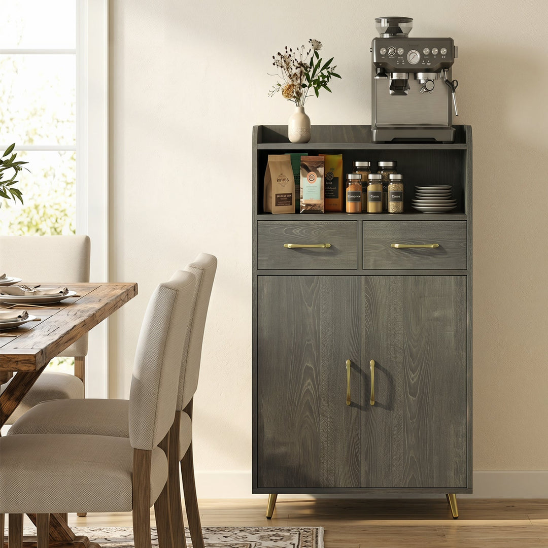 Freestanding Bathroom Storage Cabinet with 2 Drawers & Doors