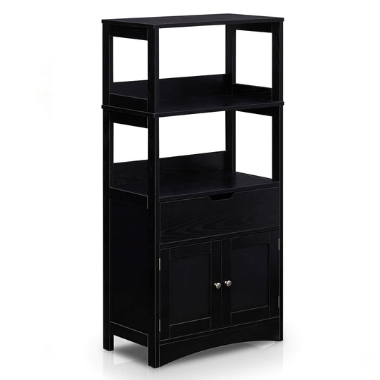 Bathroom Floor Cabinet with Open Shelves and Drawer