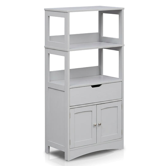 Bathroom Floor Cabinet with Open Shelves and Drawer