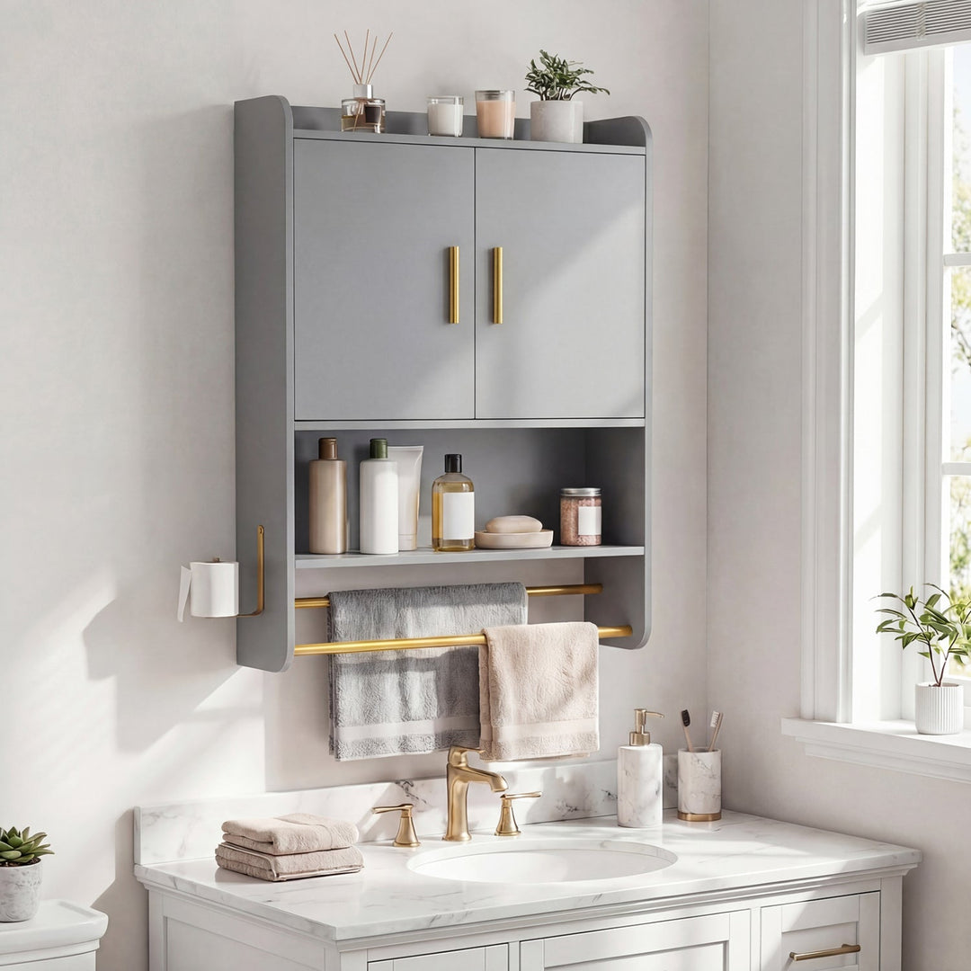 Bathroom Wall Cabinet Wall Mounted Medicine Cabinet with Towel Bars