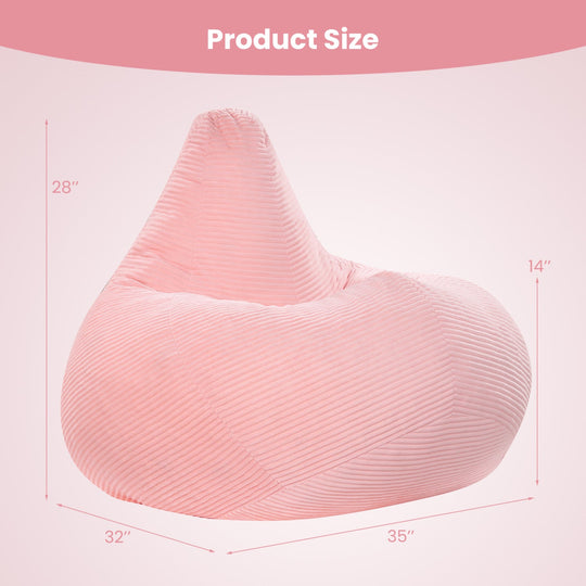 Bean Bag Chair for Adults Accent Lazy Sofa with Skin-friendly Corduroy Cover and Soft Sponge Filling