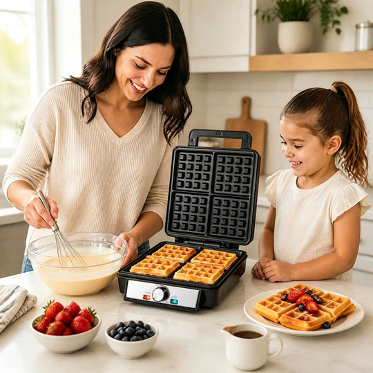 4-Slice Belgian Waffle Maker 1200W with Browning Control