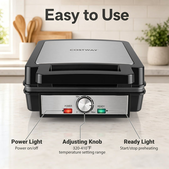 4-Slice Belgian Waffle Maker 1200W with Browning Control