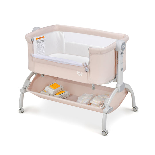 3-in-1 Baby Bassinet with Double-Lock Design and Adjustable Heights-Beige