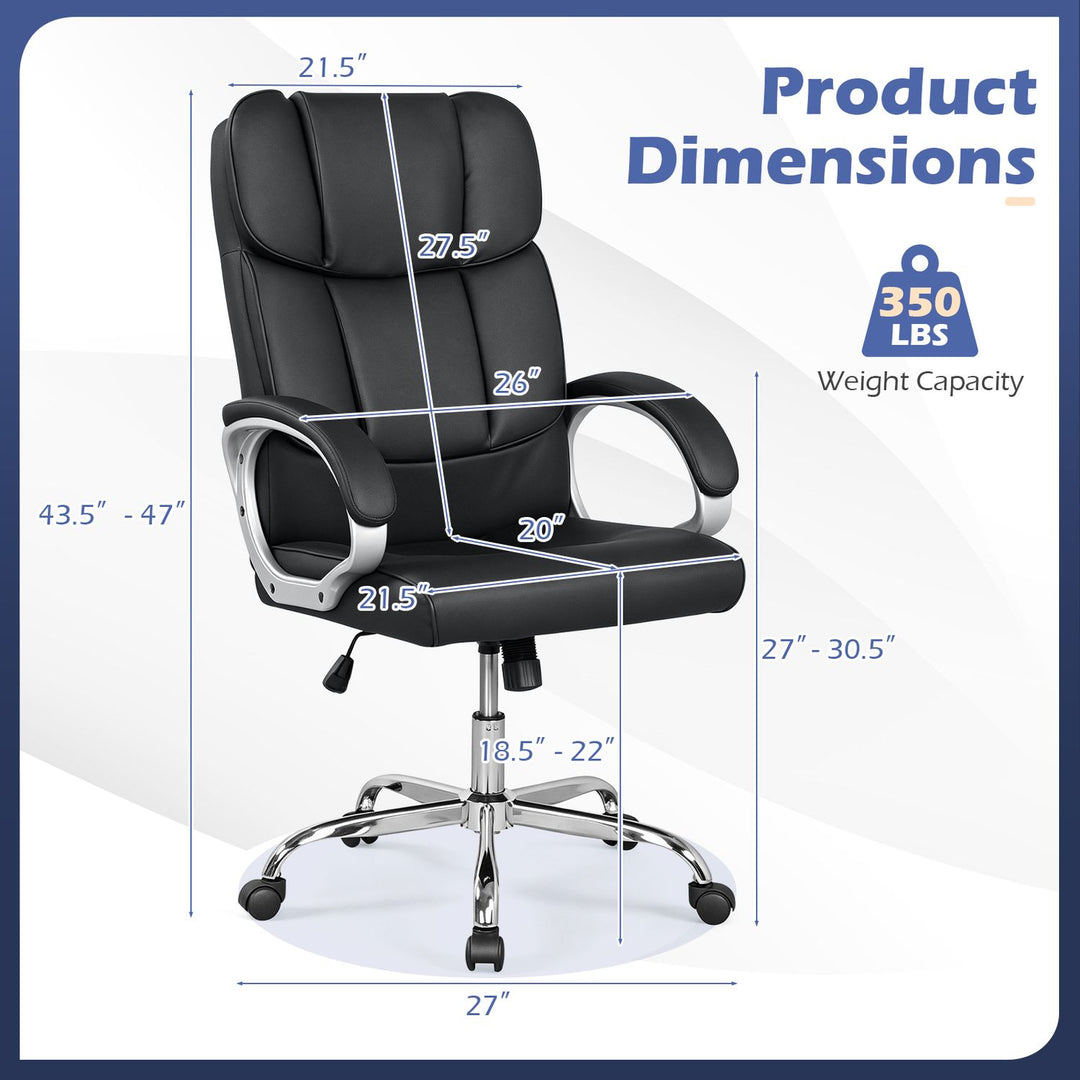 Big and Tall Adjustable High Back Leather Executive Computer Desk Chair