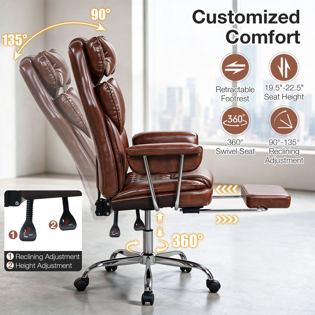 Big and Tall Executive Office Chair with Lumbar Support and Adjustable Seat