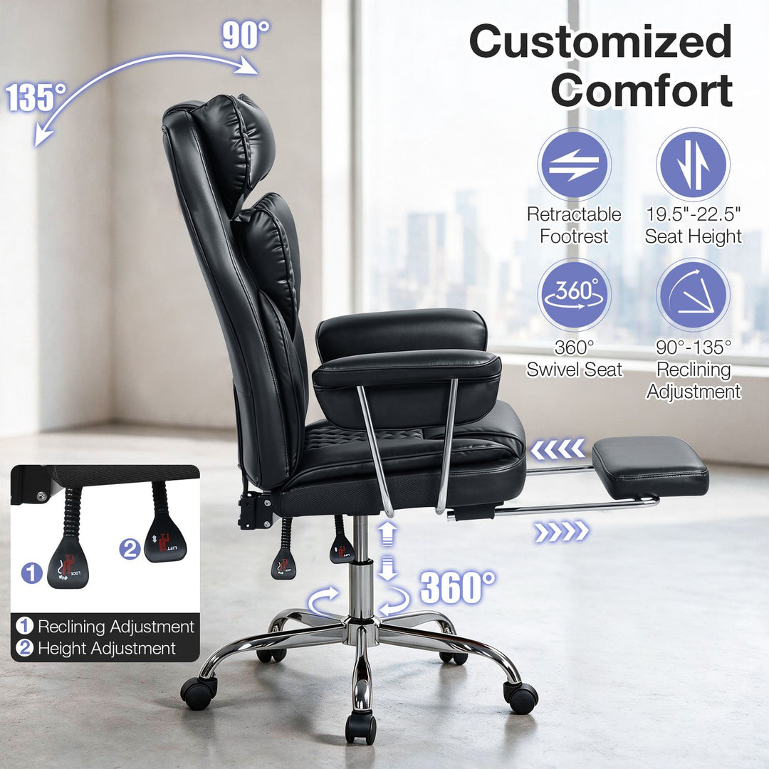 Big and Tall Executive Office Chair with Lumbar Support and Adjustable Seat