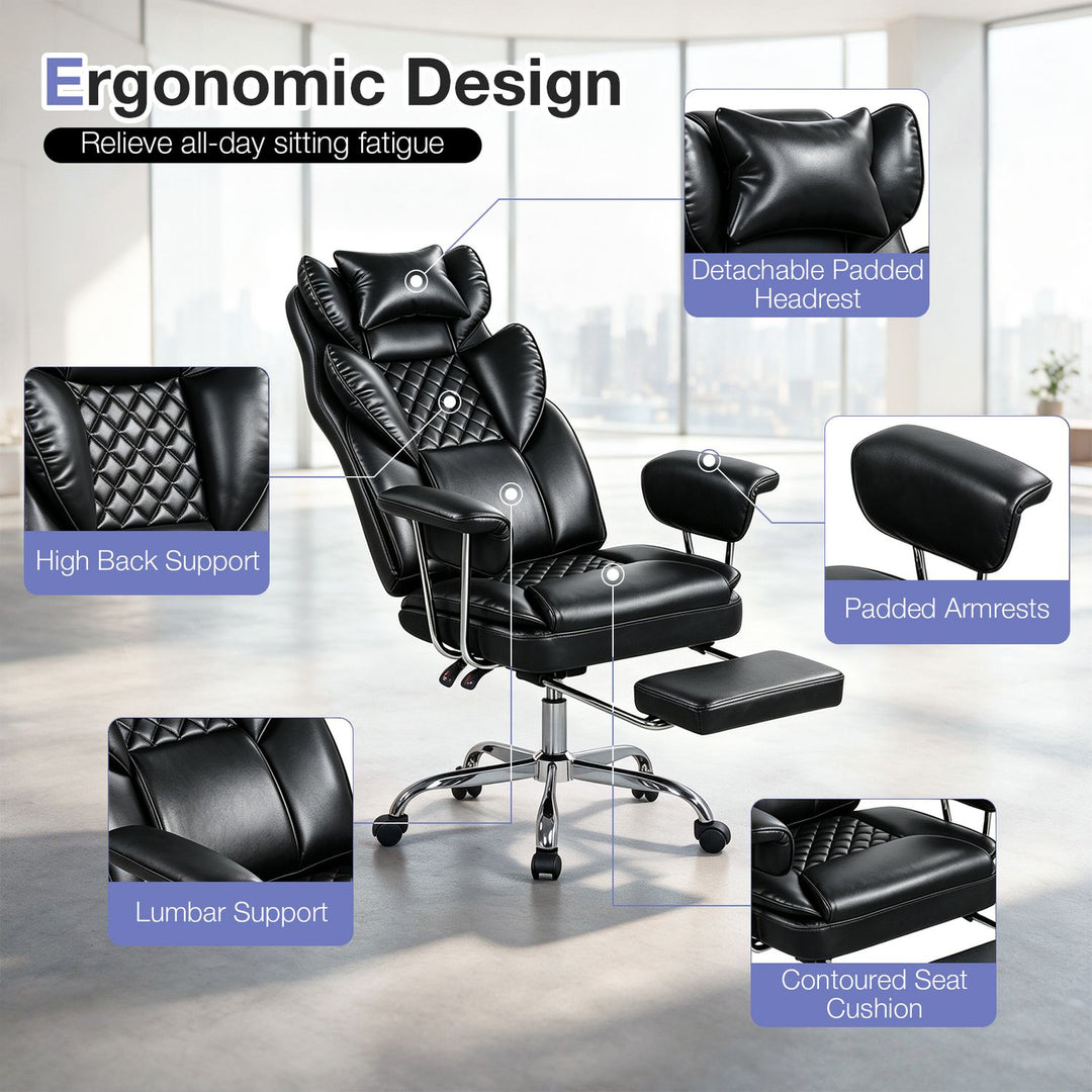 Big and Tall Executive Office Chair with Lumbar Support and Adjustable Seat