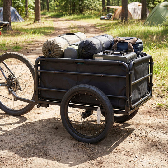 Bike Cargo Trailer with Bag and Cover Heavy-Duty Bicycle Wagon Cart-Black