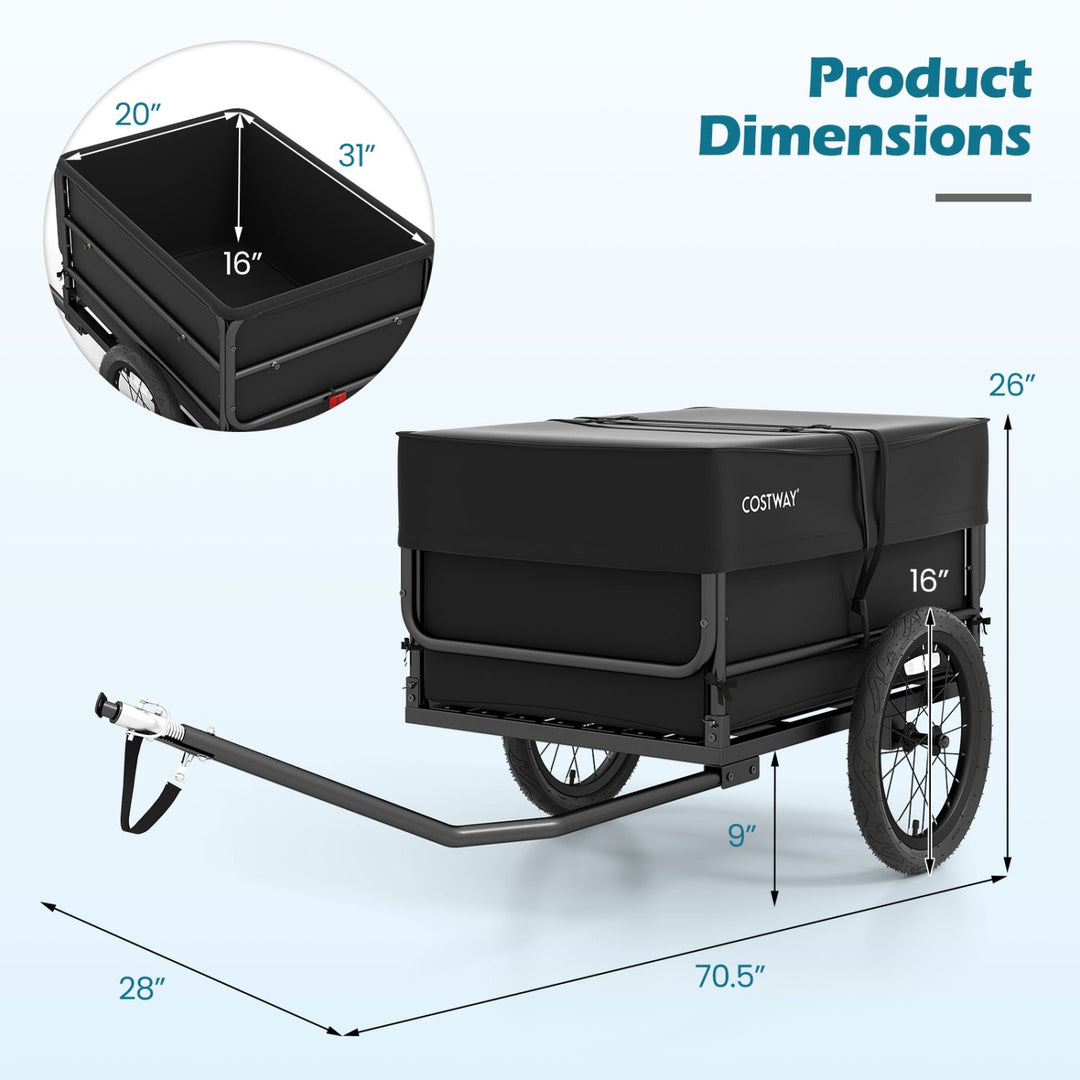 Bike Cargo Trailer with Bag and Cover Heavy-Duty Bicycle Wagon Cart-Black