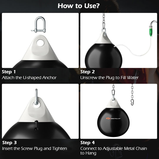 18 Inch 110 Pound Heavy Punching Water Aqua Bag with Adjustable Metal Chain