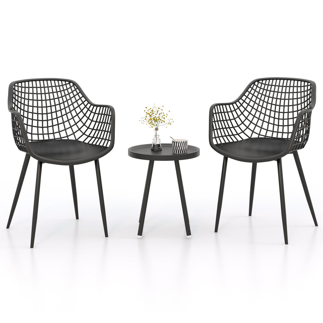 3 Piece Patio Chair Set with PP Seat and Tabletop for Porch
