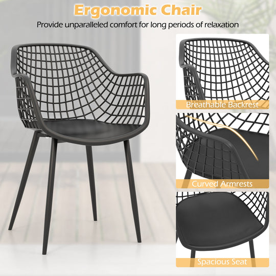 3 Piece Patio Chair Set with PP Seat and Tabletop for Porch